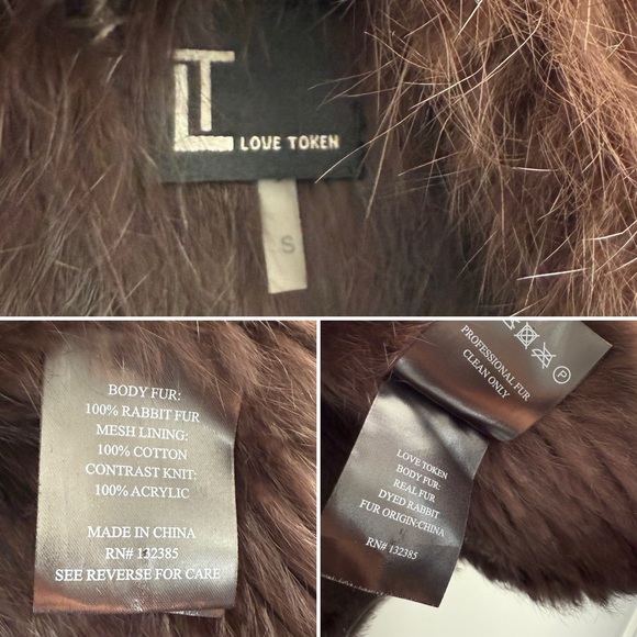 Love Token Knit Rabbit Fur Jacket Cardigan Ribbed Sleeve Open Front Asymmetrical - Picture 7 of 16